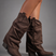 Women Pointed Toe Chunky Heel Western Knee High Boots - Image 6
