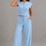 Women Knit Two Piece Set Sleeveless Top Wide Leg Pants - Image 5