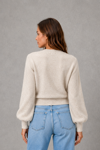 Women Knit Wrap V-Neck Long Sleeve Sweater - Image 4