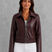 Women's Burgundy Faux Leather Moto Jacket