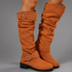 Women's Black Slouch Boots – Buckle Accent Mid-Calf Casual Everyday Slip On Shoes - Image 5
