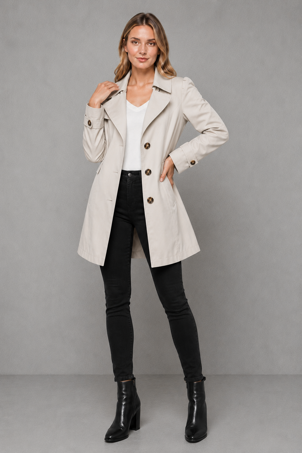 Women's Classic Long Cotton Blend Trench Coat Tailored - Image 5