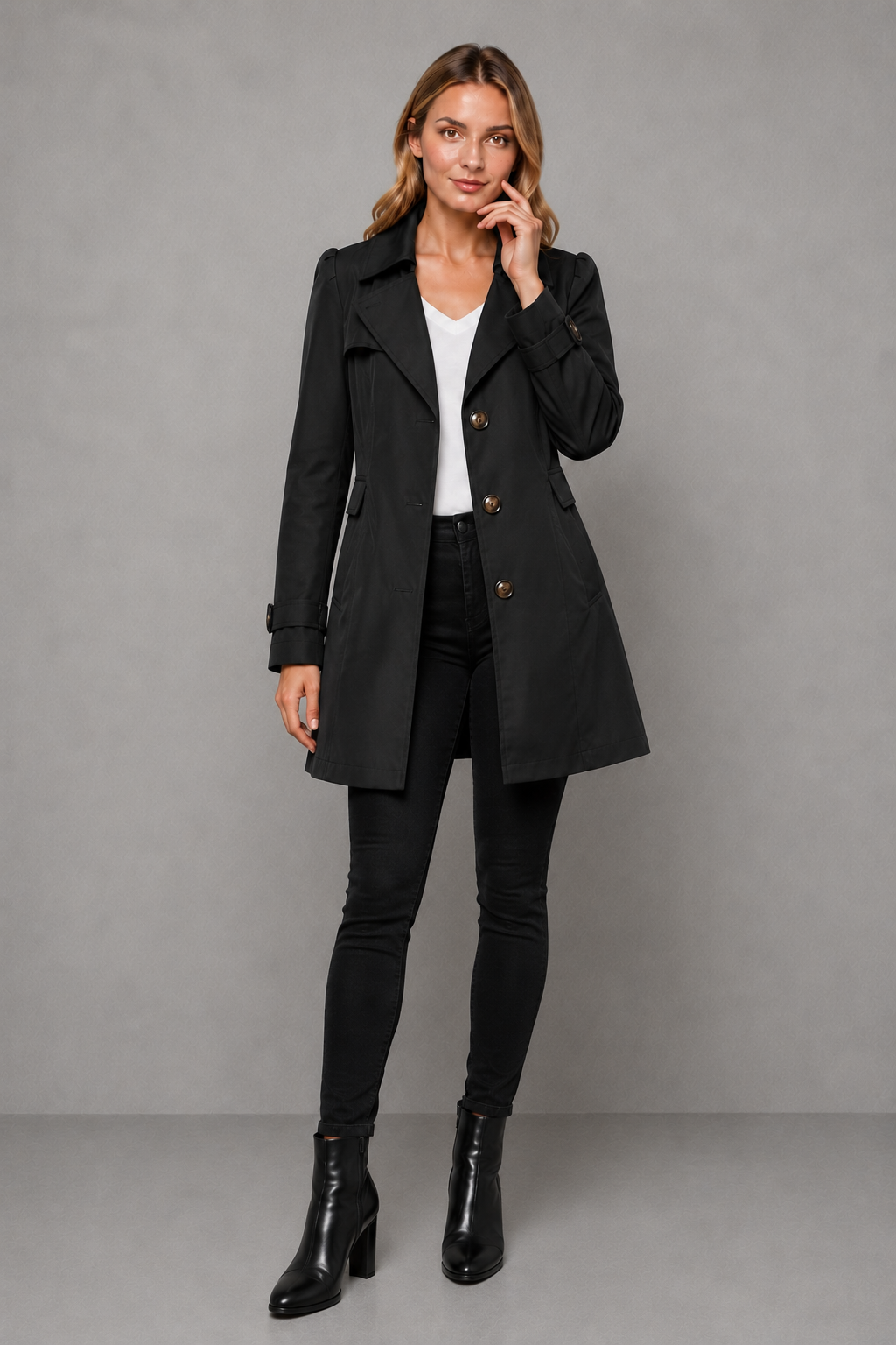 Women's Classic Long Cotton Blend Trench Coat Tailored - Image 6