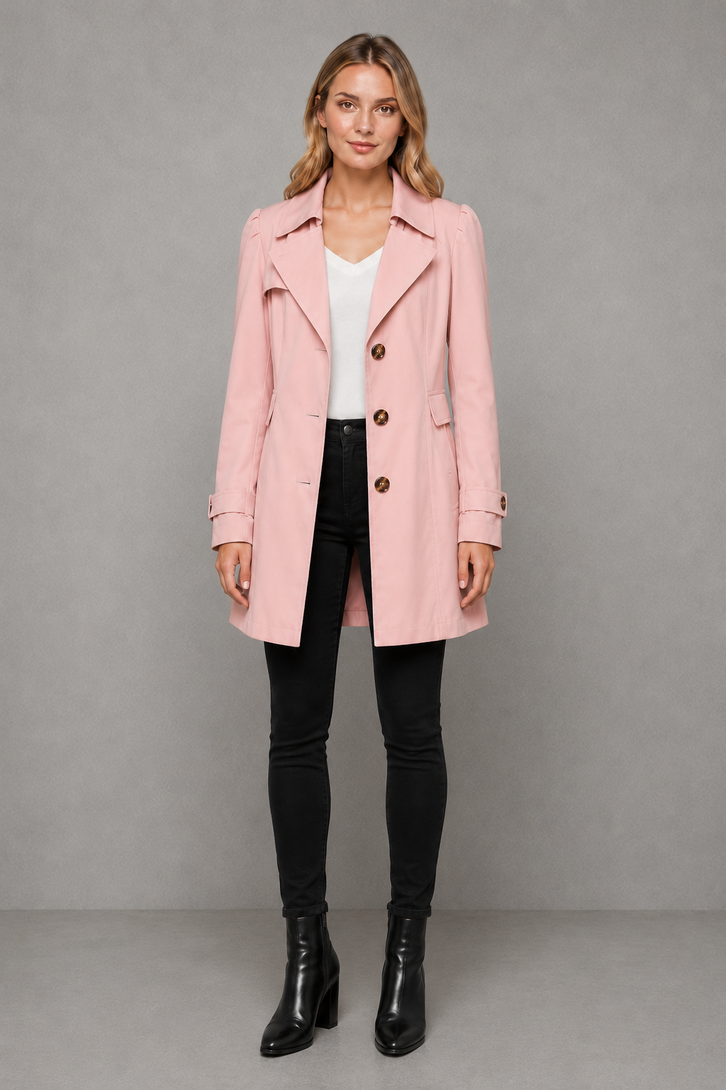 Women's Classic Long Cotton Blend Trench Coat Tailored - Image 7