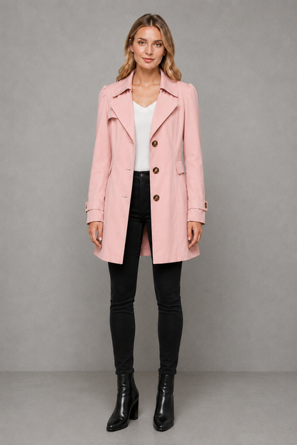 Women's Classic Long Cotton Blend Trench Coat Tailored - Image 7