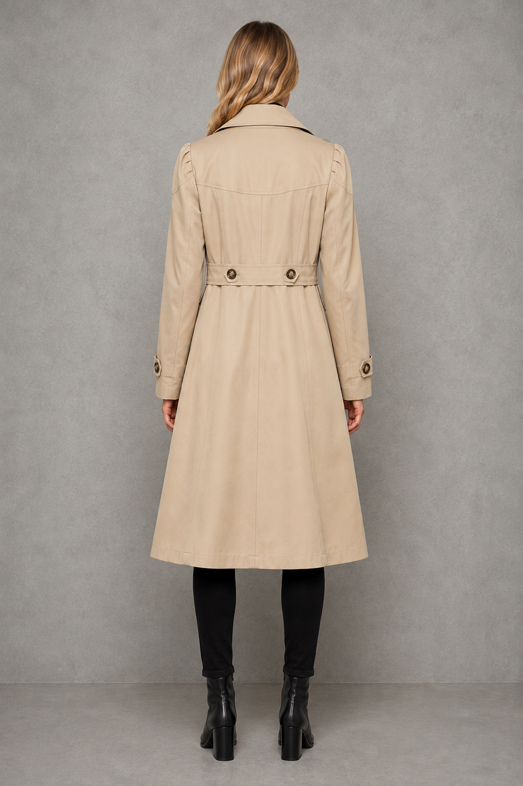 Women's Classic Long Cotton Blend Trench Coat Tailored - Image 3