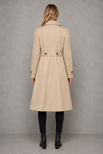 Women's Classic Long Cotton Blend Trench Coat Tailored - Image 3