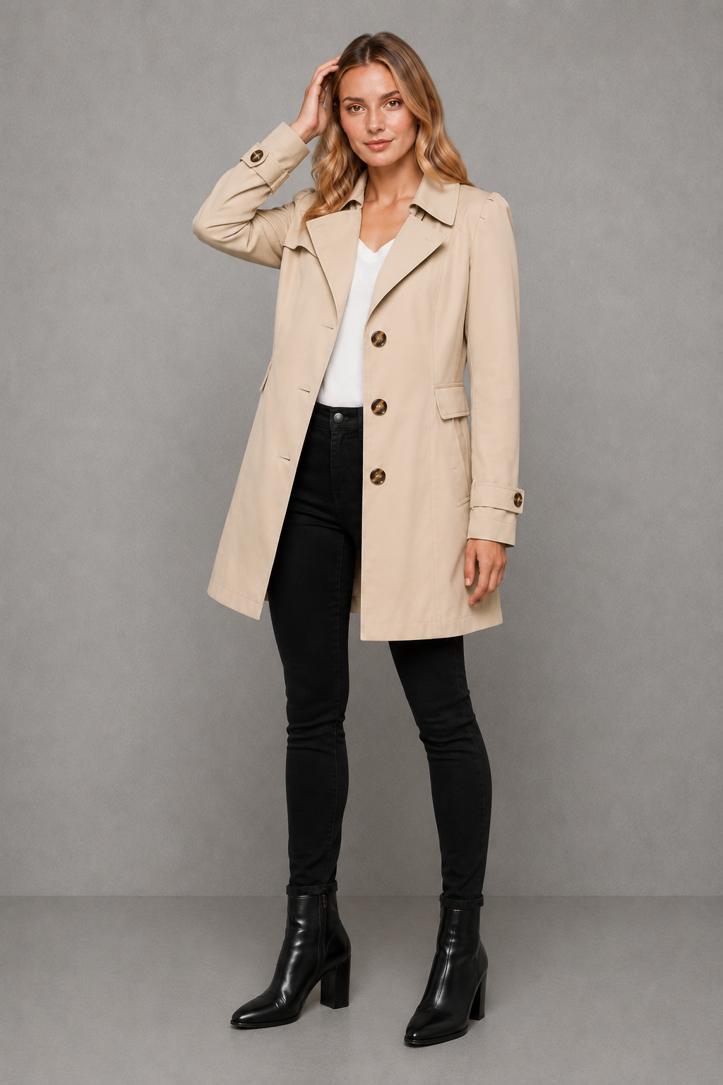 Women's Classic Long Cotton Blend Trench Coat Tailored