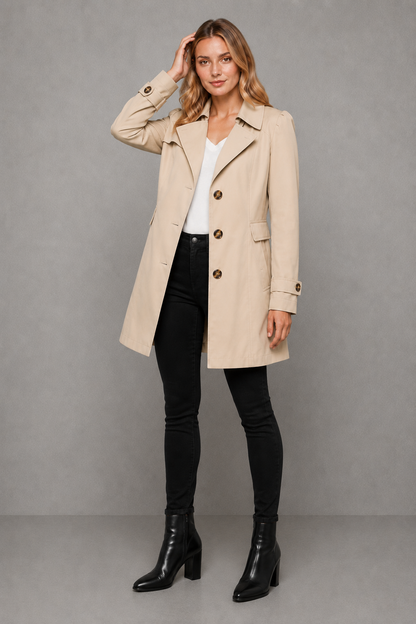 Women's Classic Long Cotton Blend Trench Coat Tailored