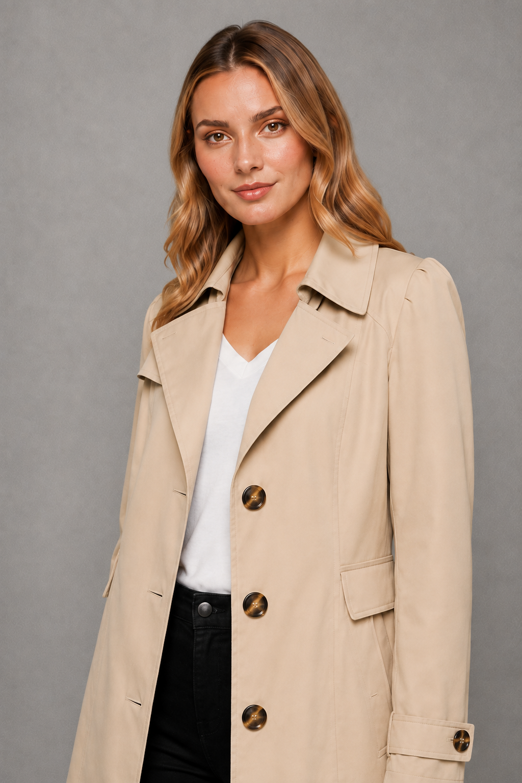 Women's Classic Long Cotton Blend Trench Coat Tailored - Image 4