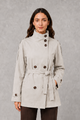 Women's Cropped Double-Breasted Belted Jacket High Collar - Image 5