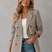Women Double-Breasted Plaid Blazer Long Sleeve Tailored