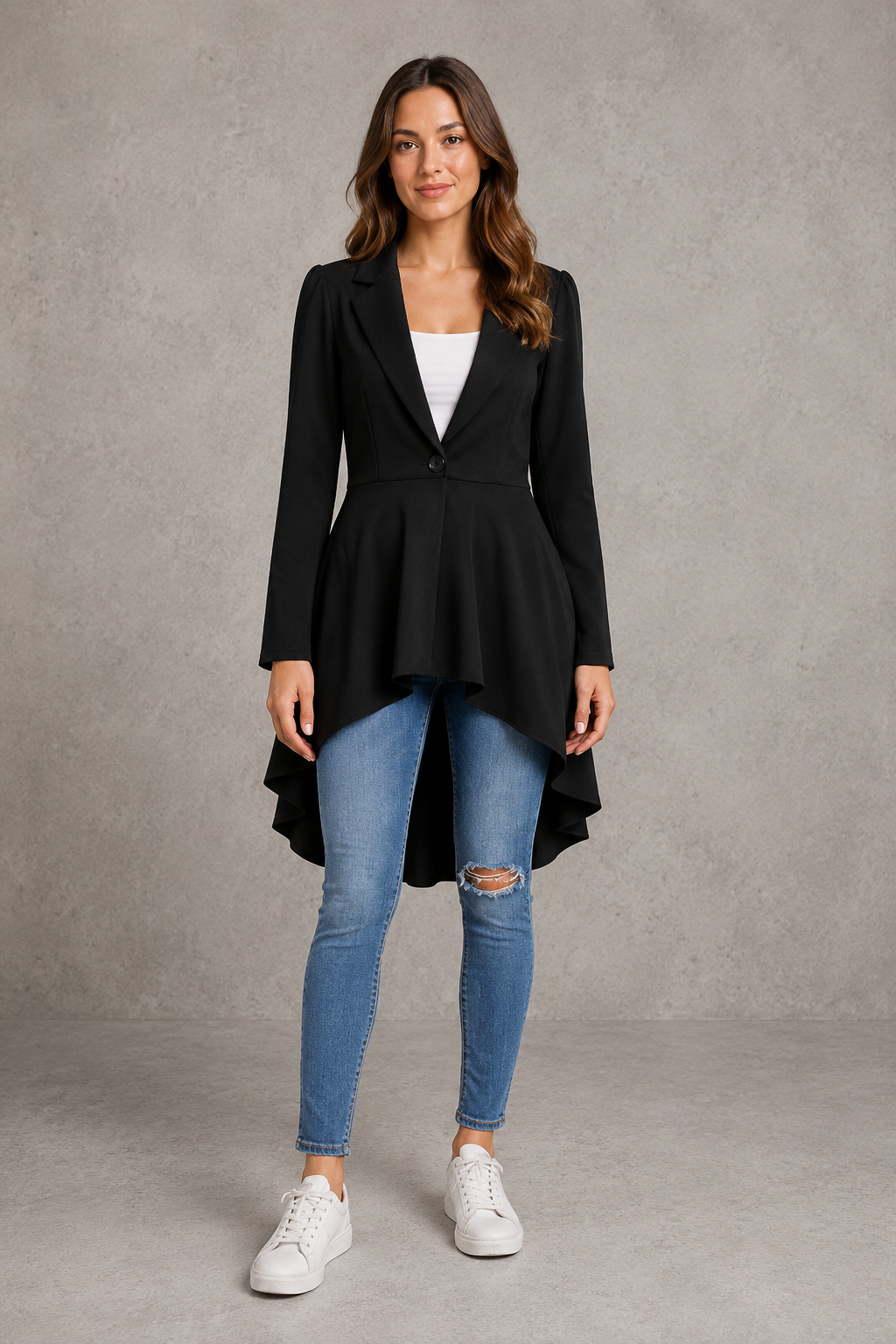 Women Elegant Longline Tailored Blazer - Image 5