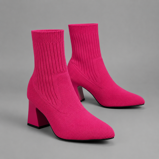 Women's Chunky Heel Mid-Calf Boots – Slip-On Block Heel Comfort for Everyday Wear