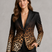 Women Floral Print Single Button Blazer