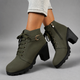 Women's Combat Boots – Chunky Heel Lace-Up Ankle Boots with Buckle for Everyday Wear - Image 3