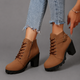 Women's Combat Boots – Chunky Heel Lace-Up Ankle Boots with Buckle for Everyday Wear - Image 4