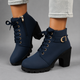 Women's Combat Boots – Chunky Heel Lace-Up Ankle Boots with Buckle for Everyday Wear - Image 5