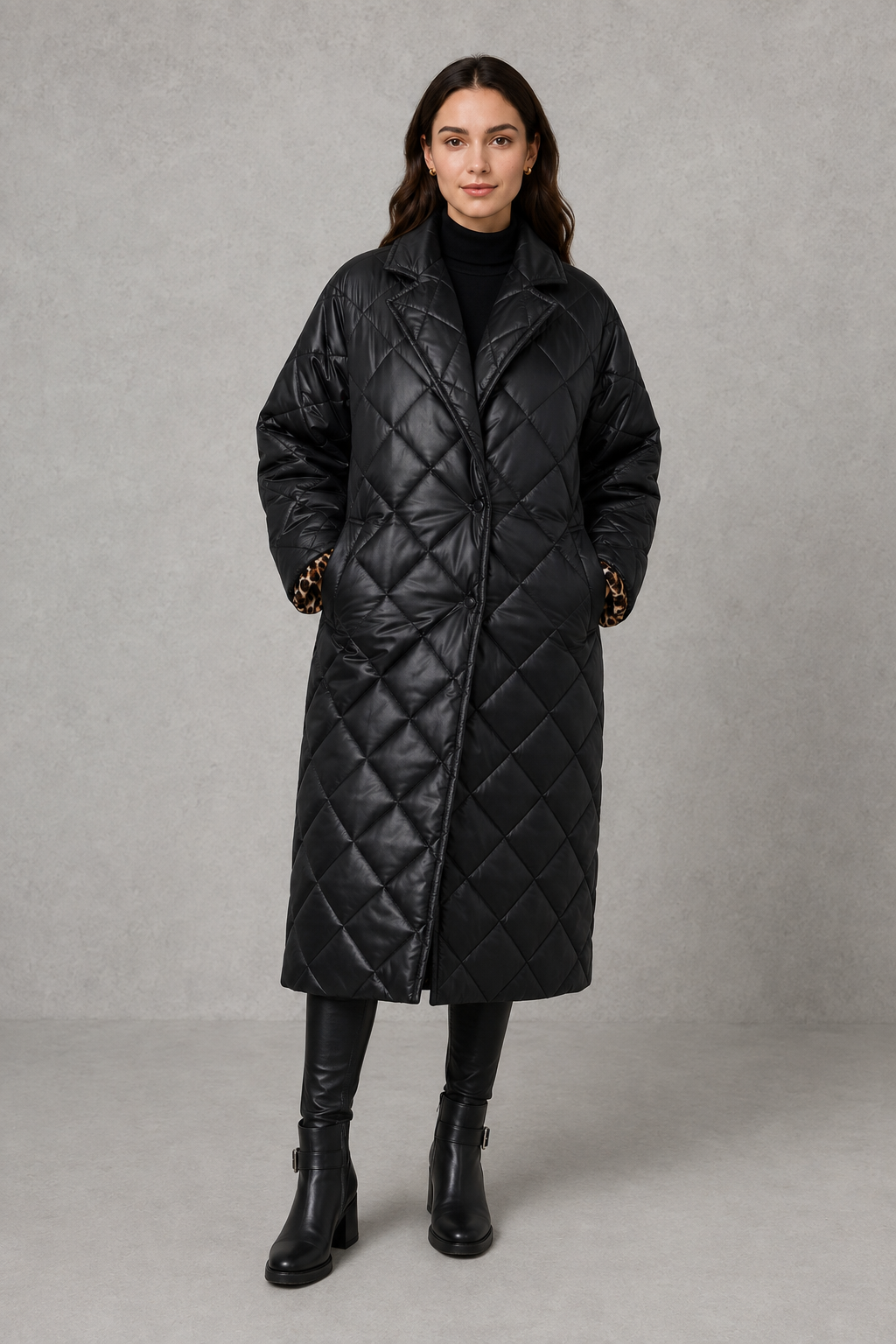 Women Reversible Quilted Leopard Print Padded Jacket