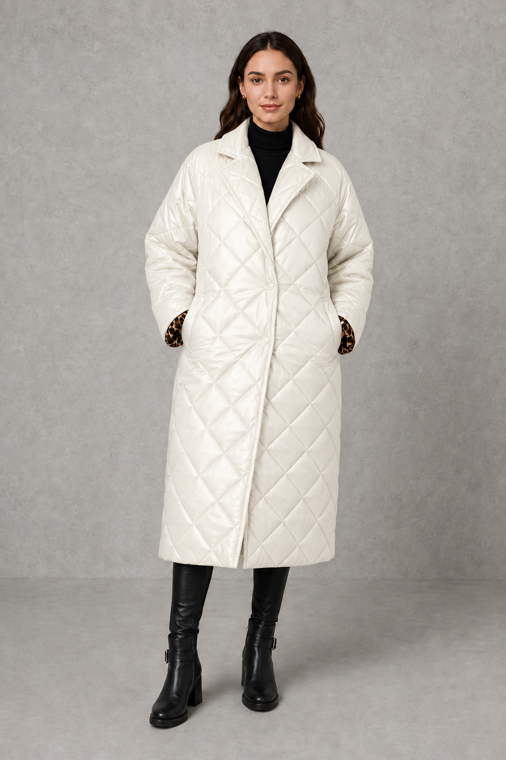 Women Reversible Quilted Leopard Print Padded Jacket - Image 5