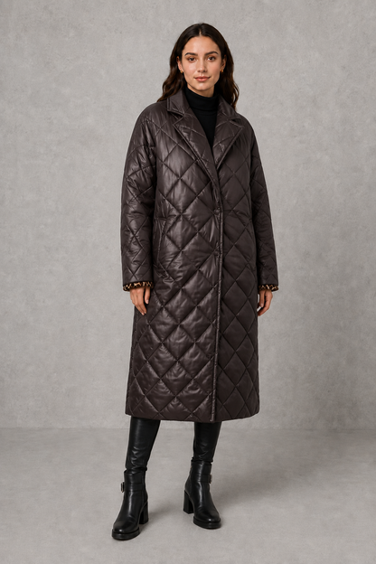 Women Reversible Quilted Leopard Print Padded Jacket - Image 7