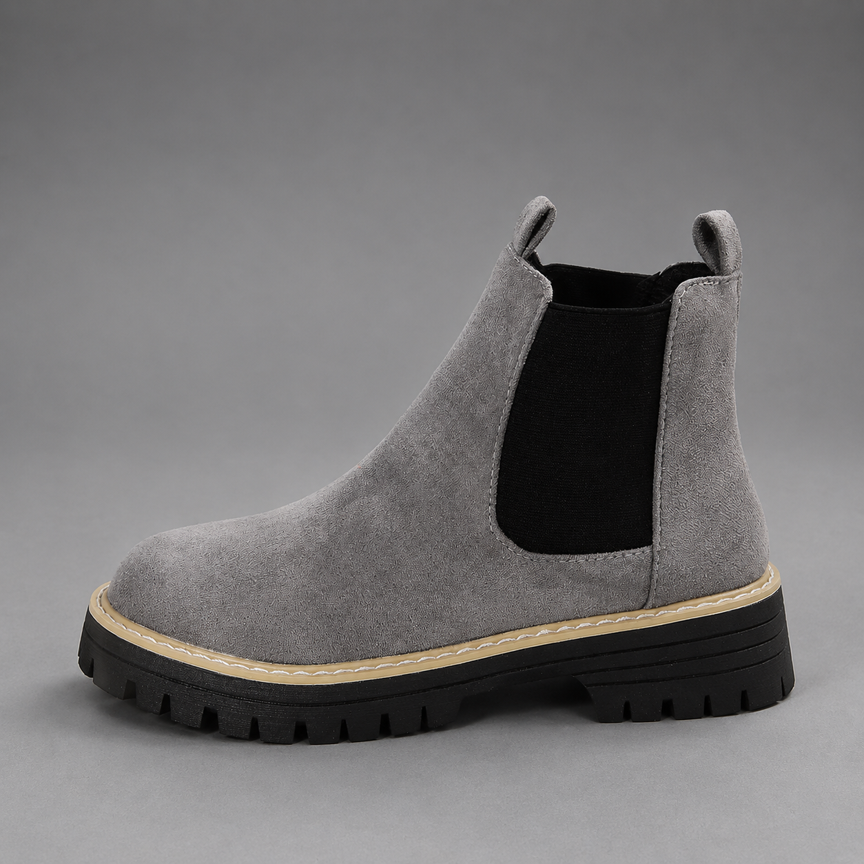 Women Suede Block Heel Ankle Boots Round Toe
