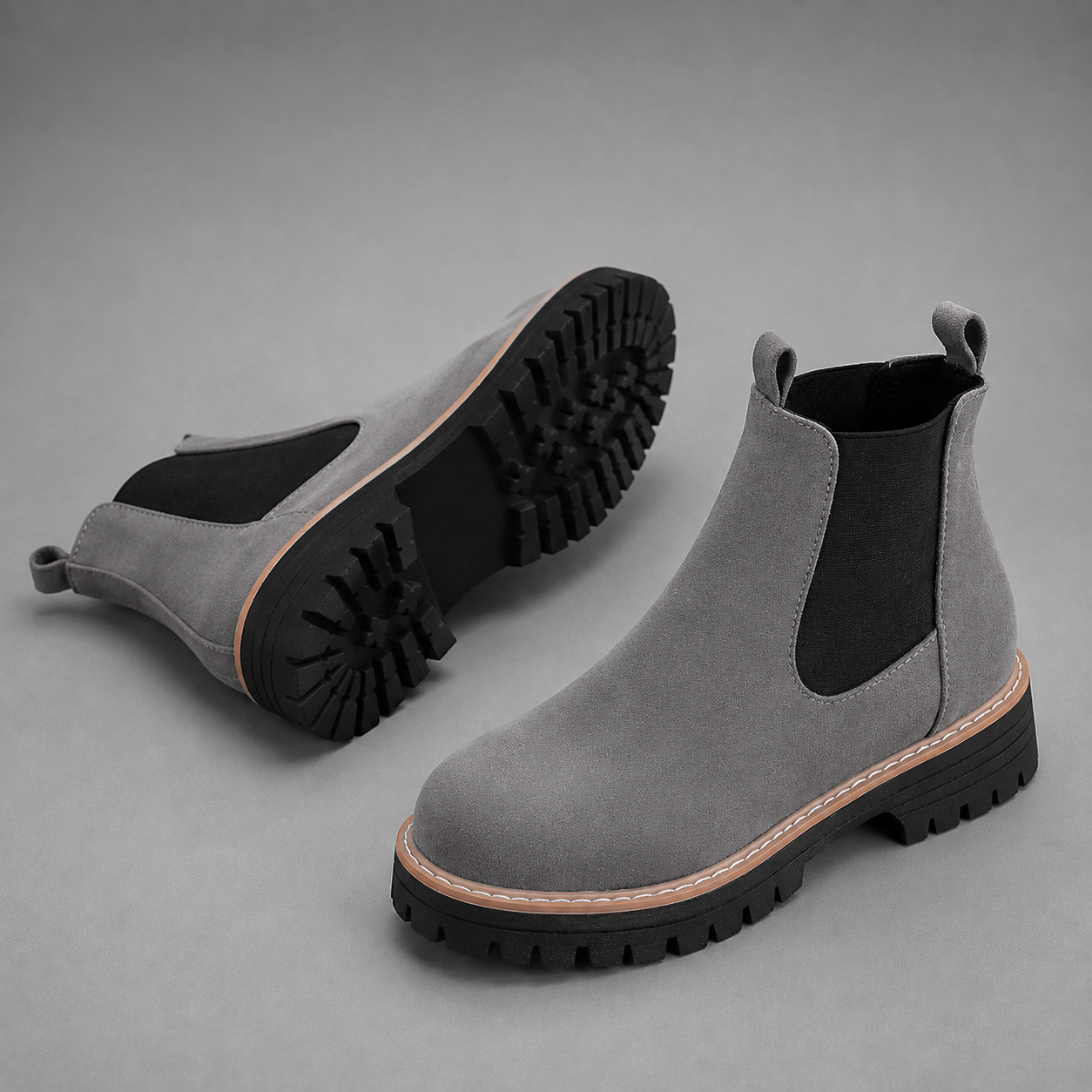 Women Suede Block Heel Ankle Boots Round Toe - Image 9