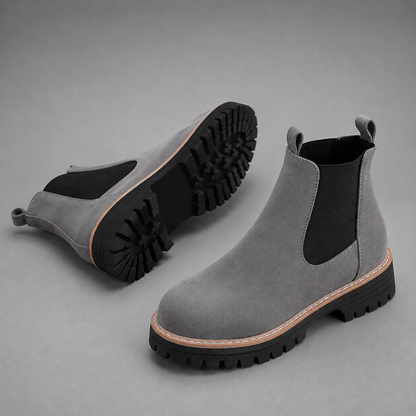 Women Suede Block Heel Ankle Boots Round Toe - Image 9
