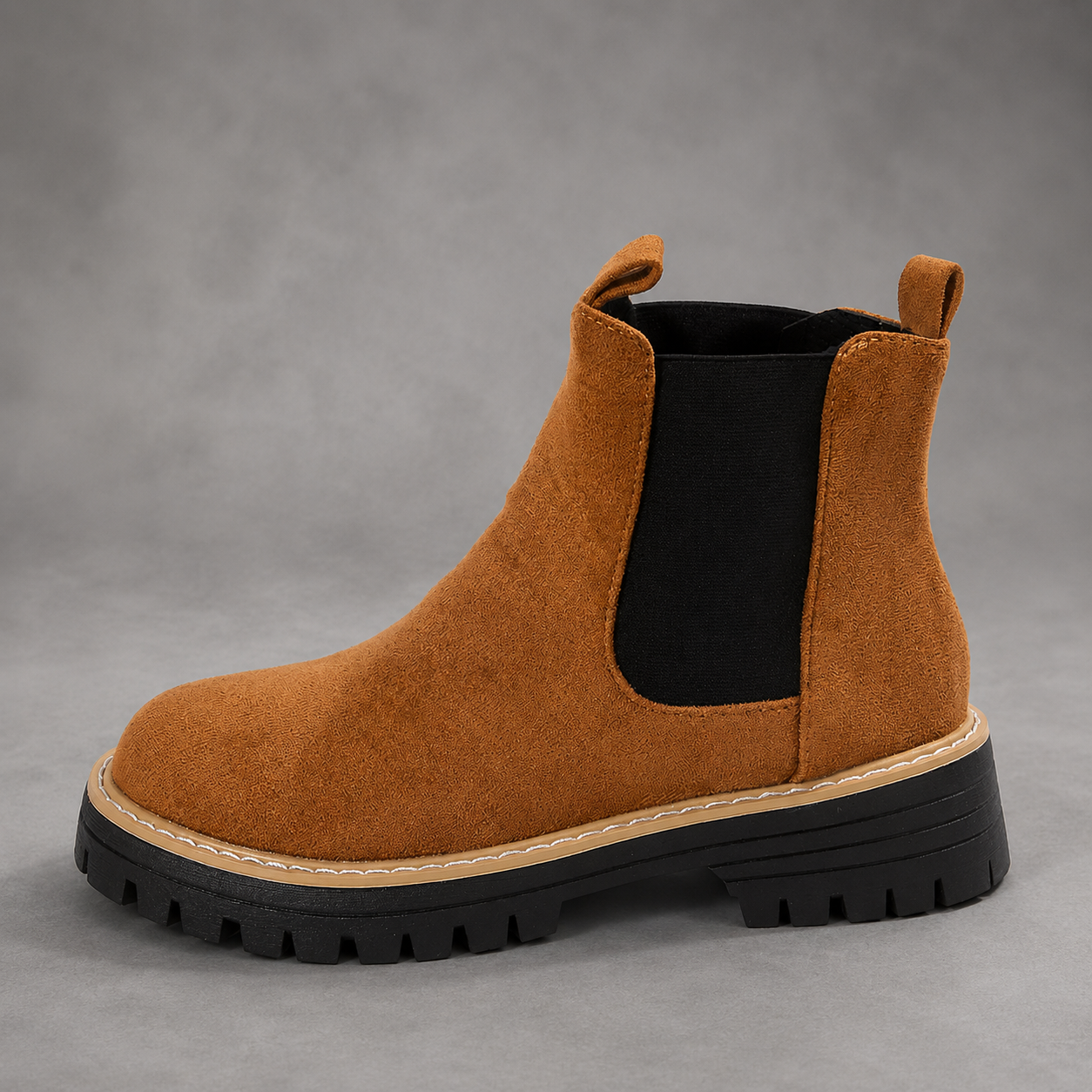 Women Suede Block Heel Ankle Boots Round Toe - Image 3