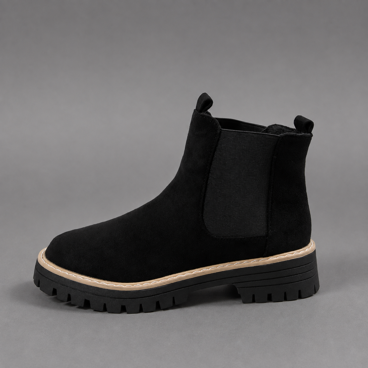 Women Suede Block Heel Ankle Boots Round Toe - Image 4