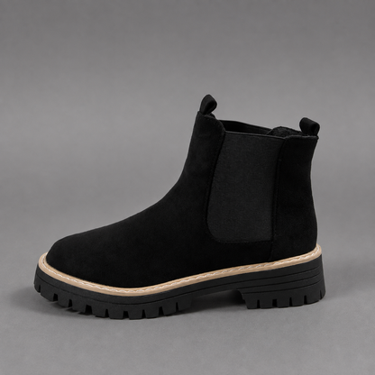 Women Suede Block Heel Ankle Boots Round Toe - Image 4