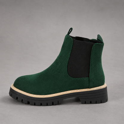 Women Suede Block Heel Ankle Boots Round Toe - Image 5