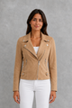 Women Suede Cropped Tailored Jacket