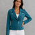 Women Suede Cropped Tailored Jacket - Image 6
