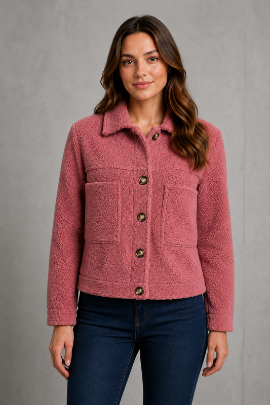 Women Teddy Fleece Full Zip Borg Jacket