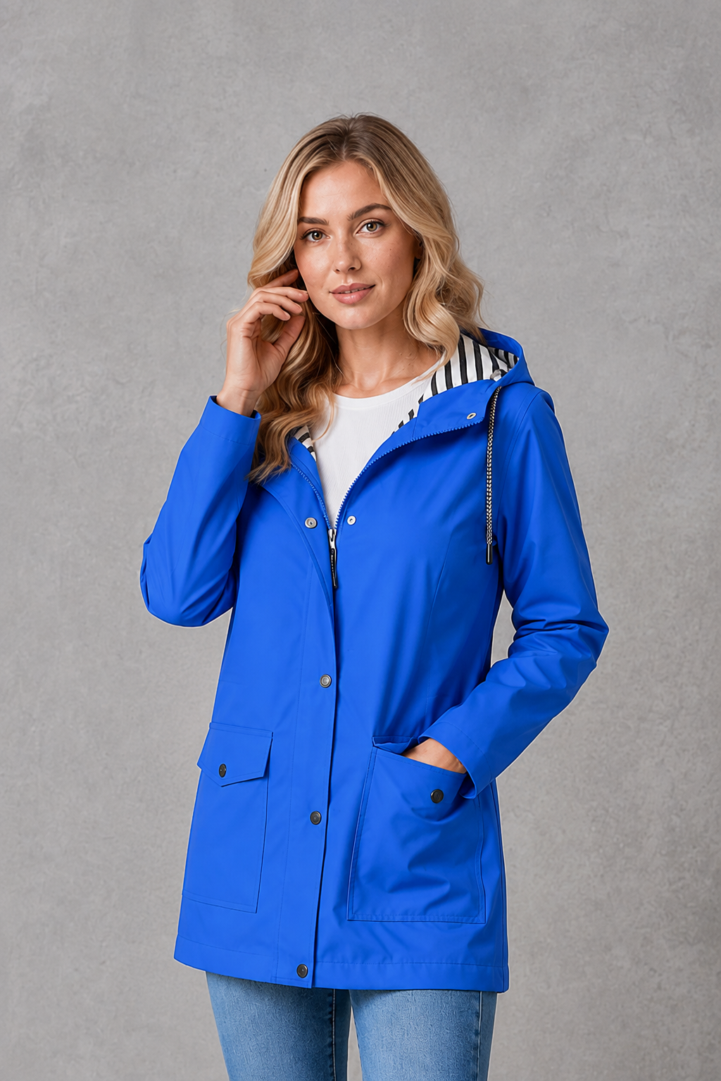 Women's Lightweight Waterproof Windproof Hooded Rain Jacket - Image 6
