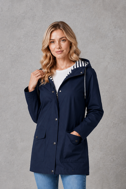 Women's Lightweight Waterproof Windproof Hooded Rain Jacket - Image 8