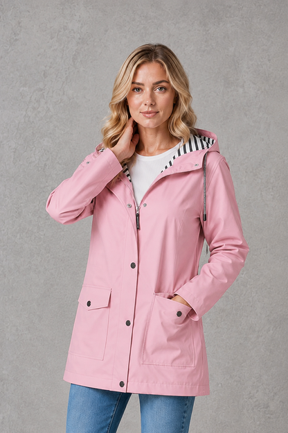 Women's Lightweight Waterproof Windproof Hooded Rain Jacket - Image 11