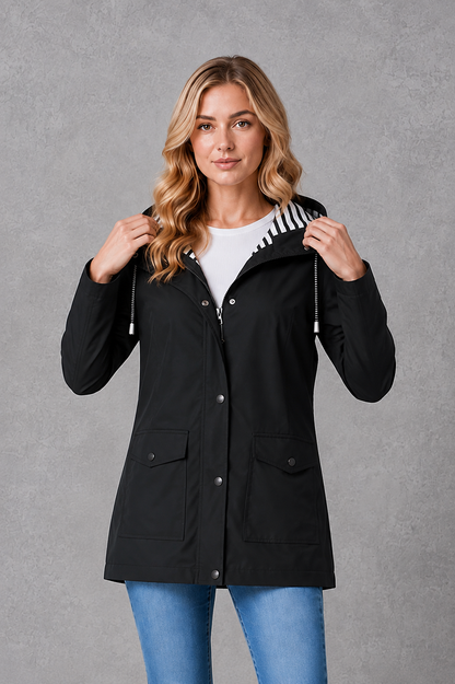 Women's Lightweight Waterproof Windproof Hooded Rain Jacket - Image 10