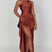 Women One Shoulder High Slit Draped Formal Maxi Dress - Image 14