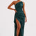 Women One Shoulder High Slit Draped Formal Maxi Dress - Image 17