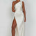 Women One Shoulder High Slit Draped Formal Maxi Dress - Image 11
