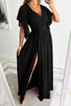 Elarisse – Wrap Flutter Sleeve Maxi Dress