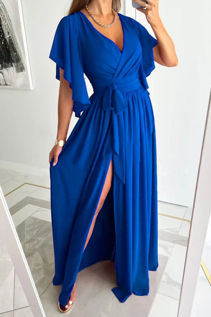 Elarisse – Wrap Flutter Sleeve Maxi Dress