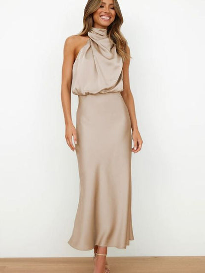 Clarisse – Elegantné midi šaty s halter výstrihom