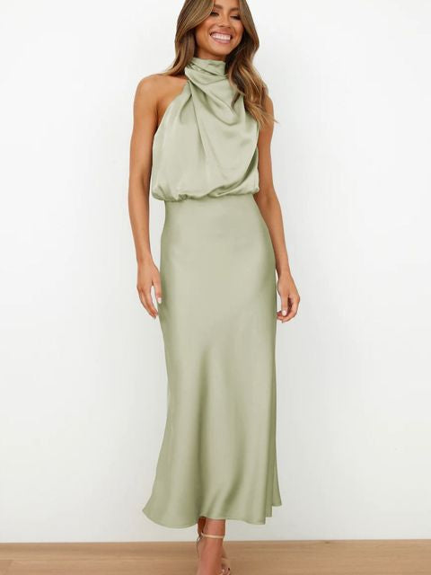Clarisse – Elegantné midi šaty s halter výstrihom