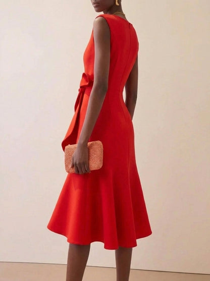 Curevina – Sleeveless Ruffle Midi Cocktail Dress