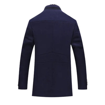 Wool Blend Quilted Coat with Collar for Men Azzoria