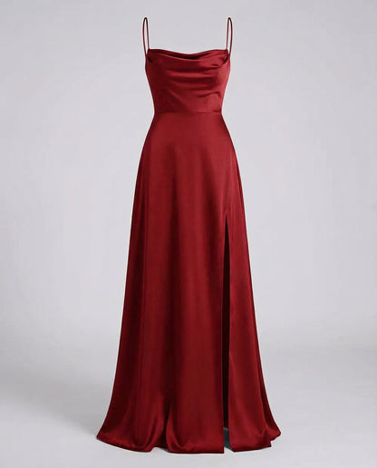 Women Satin Cowl Neck Maxi Dress Formal Evening Gown - Image 2