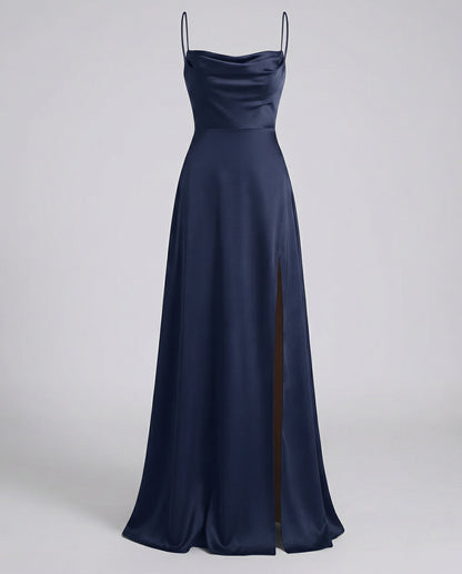 Women Satin Cowl Neck Maxi Dress Formal Evening Gown - Image 6